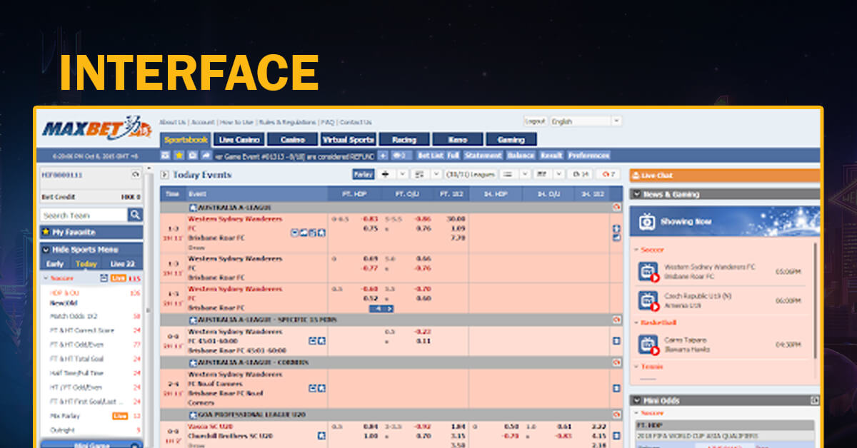 Maxbet Interface